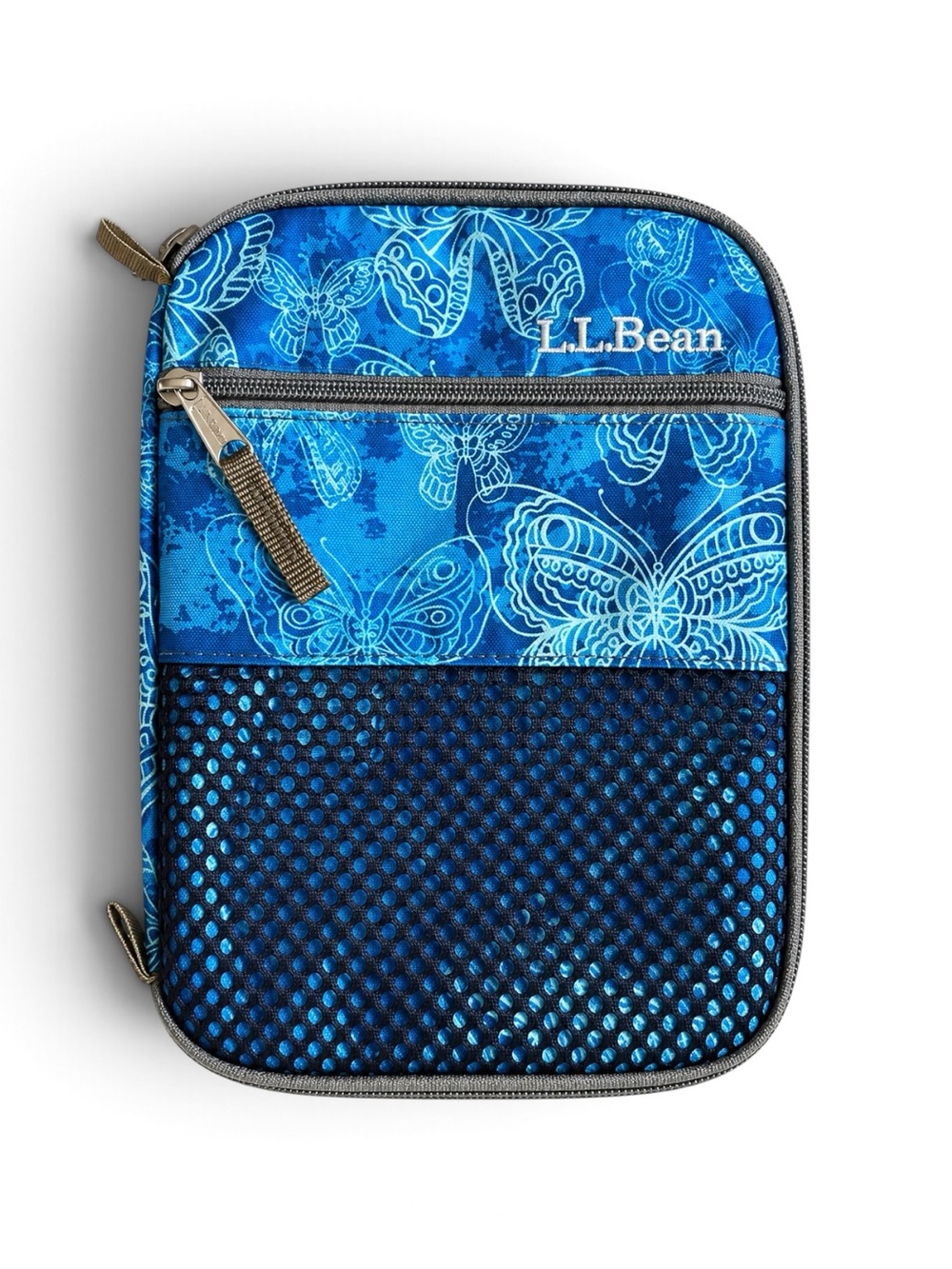 L.L. Bean Butterfly Print Insulated Lunch Cooler Bag Blue O/S